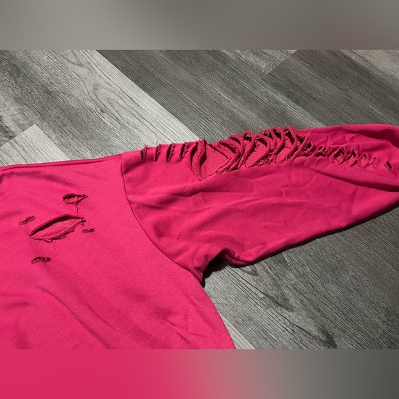 Rue 21 Pink Distressed Crop Sweater Size XL - 80s fashion, punk - Picture 3 of 7